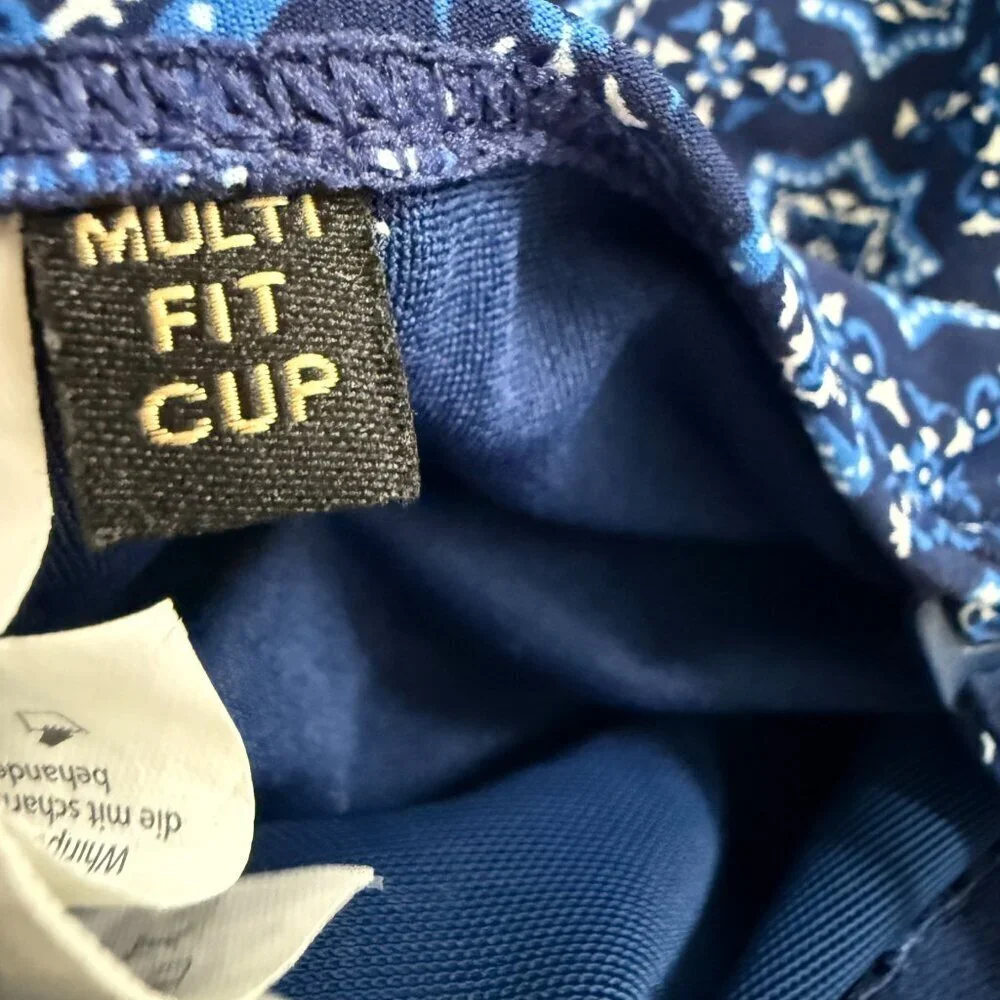Niptuck Swim Porcelain Blue Twist Front One Piece Suit Ruched Multifit Cup Sz 10